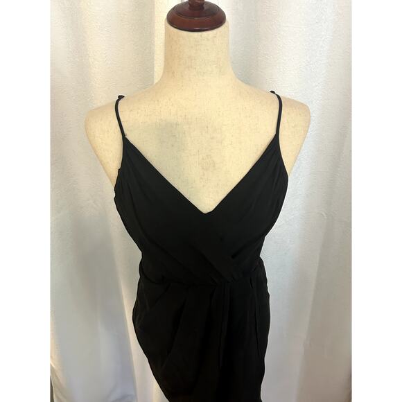 Revolve x Yumi Kim Black Silk Mini Dress Tulip Hem Women's Size Small - Picture 3 of 10